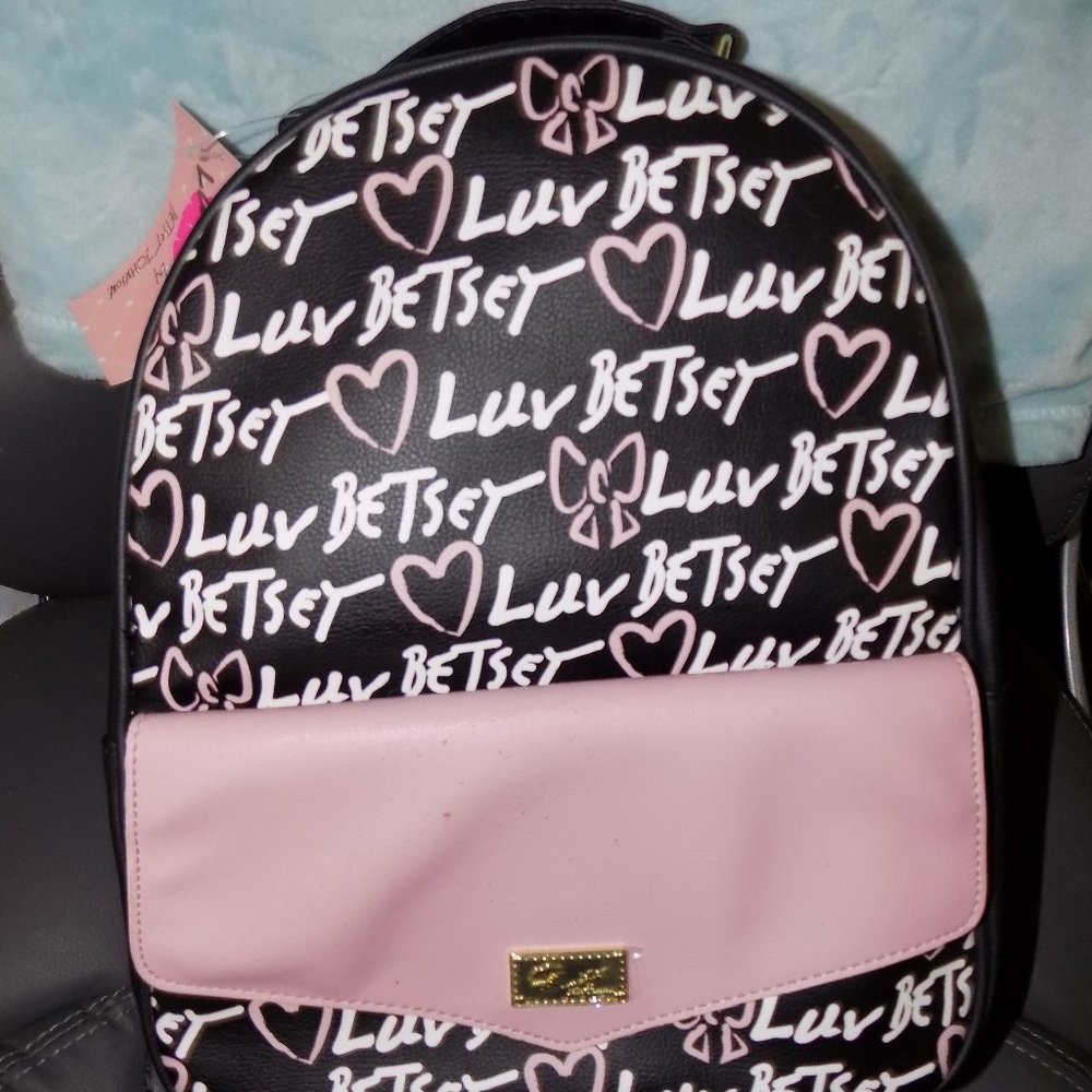 Betsey Johnson Luv Betsey Pink/Black Backpack NEW